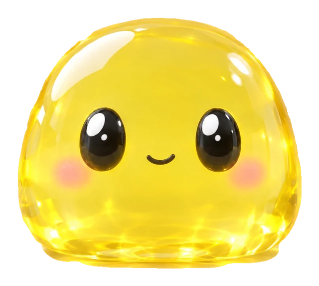 Hi Brand Studio's yellow jelly mascot, smiling
